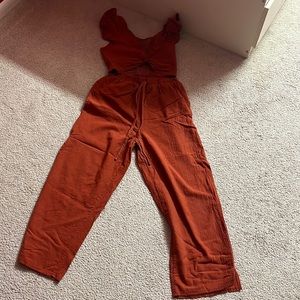 Wide Pants and Crop Top Set